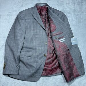 Indochino Blazer Mens 42R Gray Plaid Wool Cashmere Sport Coat NWOT